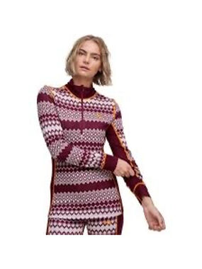 Kari Traa Long SleeveAgnes Base Layer Top, Size L Burgundy and Orange Outdoor
